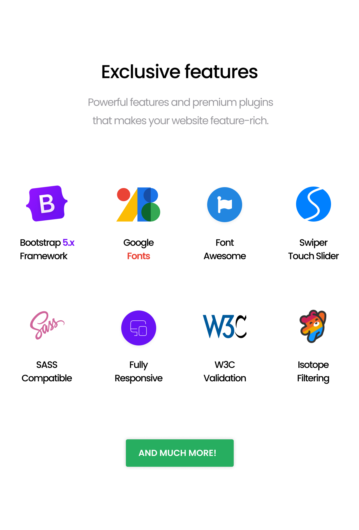 BullTap - Personal Portfolio HTML Template - Features